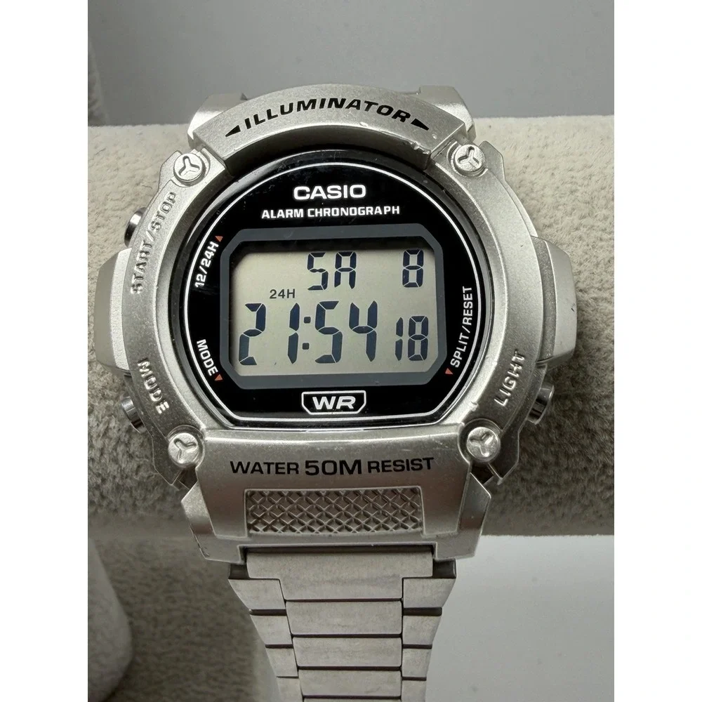 Casio W-219H New Battery Metal Band Mens Watch 47MM 6.75